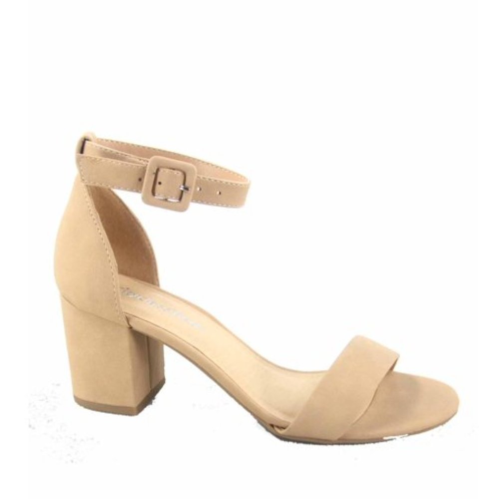 City Classified Women's Open Toe Ankle Strap Low Chunky Heels Dress Sandals